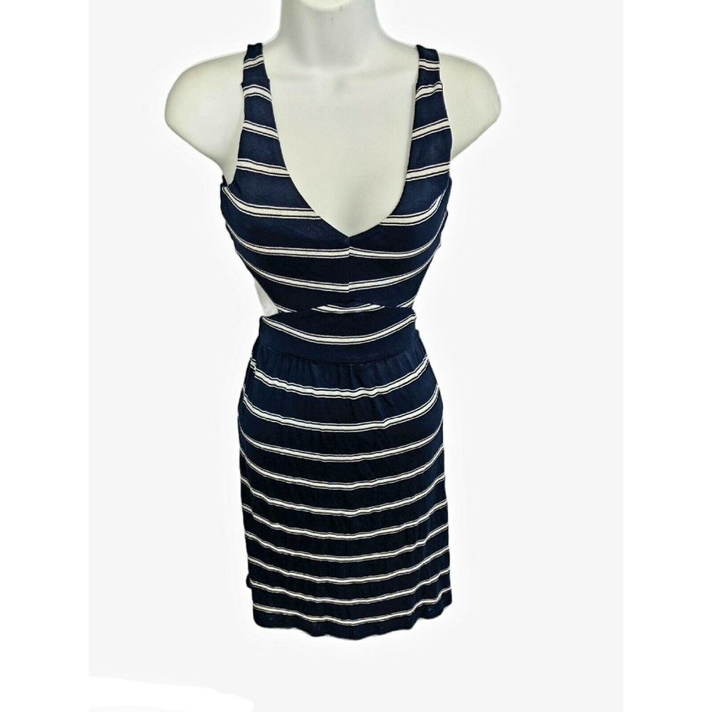 Ocean Drive Blue and White Sleeveless Backless Stretch Dress Size S